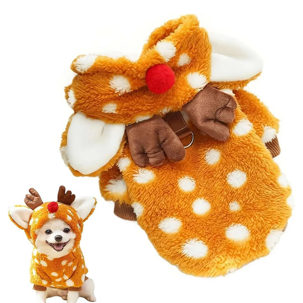 Winter Clothing Must Haves - Cute Christmas Reindeer Pet Clothing Winter
