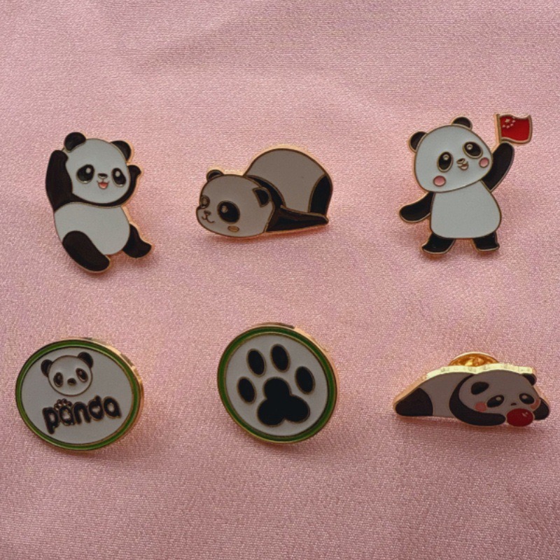 Winter Clothing - 6pcs Cartoon China Panda Badge Autumn/Winter