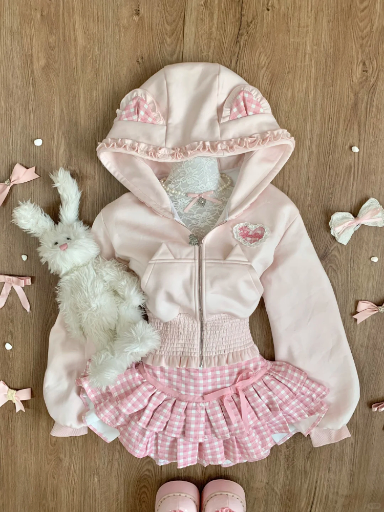 Winter Clothing Factory Outlet - Japanese Y2k Sweet Elegant 2 Peice