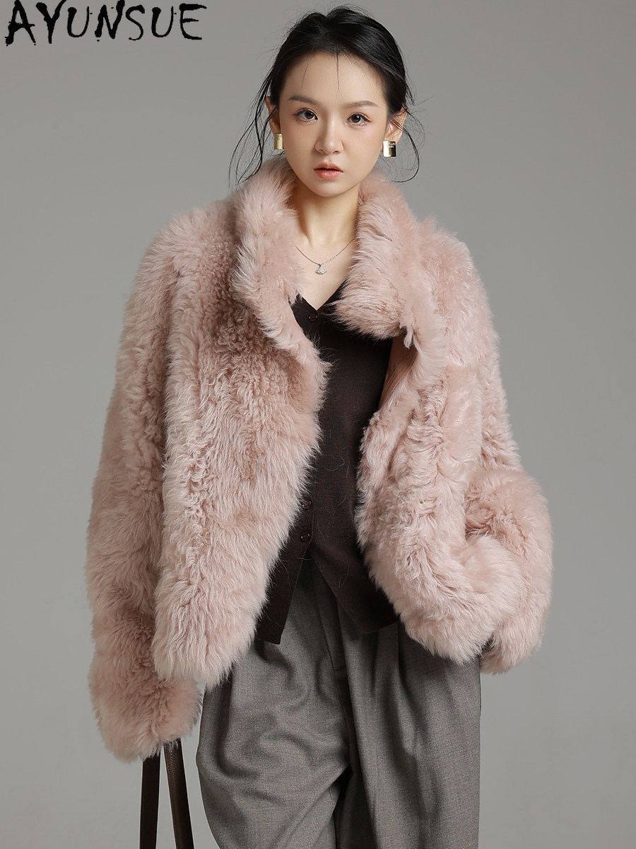 Winter Clothing Factory Outlet - AYUNSUE Natural Tuscany Sheepskin Fur Coat