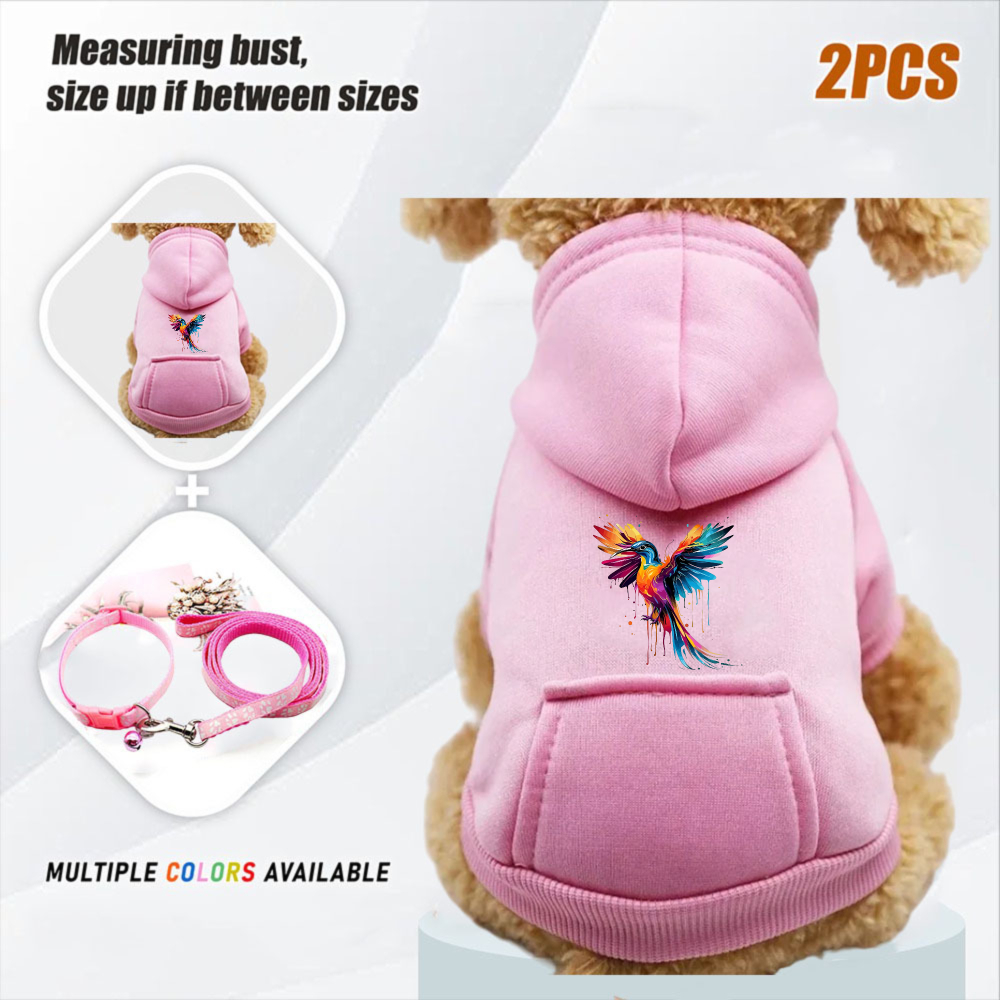 Winter Clothing In French - 2Pcs 2026 Pet Hoodies Clothes Winter