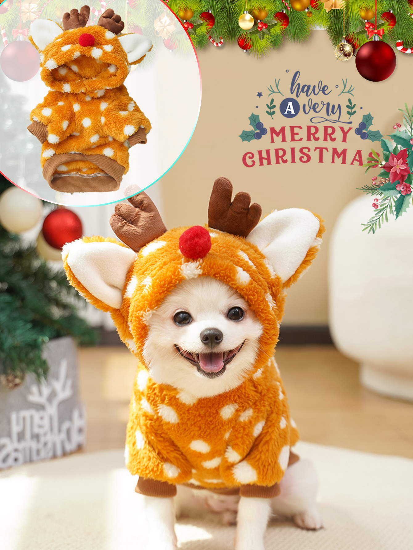 Winter Clothing Must Haves - 1pc Cute Christmas reindeer pet clothing