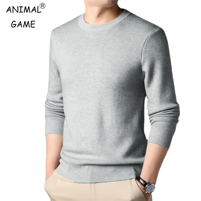 Winter Clothing Uae - Men's Solid Color Knitted Pullover Sweater
