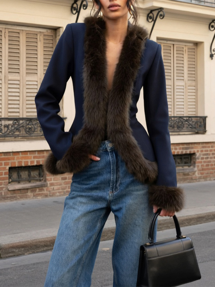 Winter Clothing Deals - Women's Fur Patchwork Skirt Suit Retro