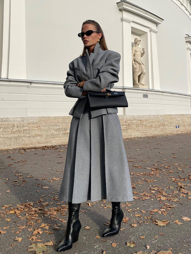 Winter Clothing Uae - Autumn Winter Lady Office Two-piece Set