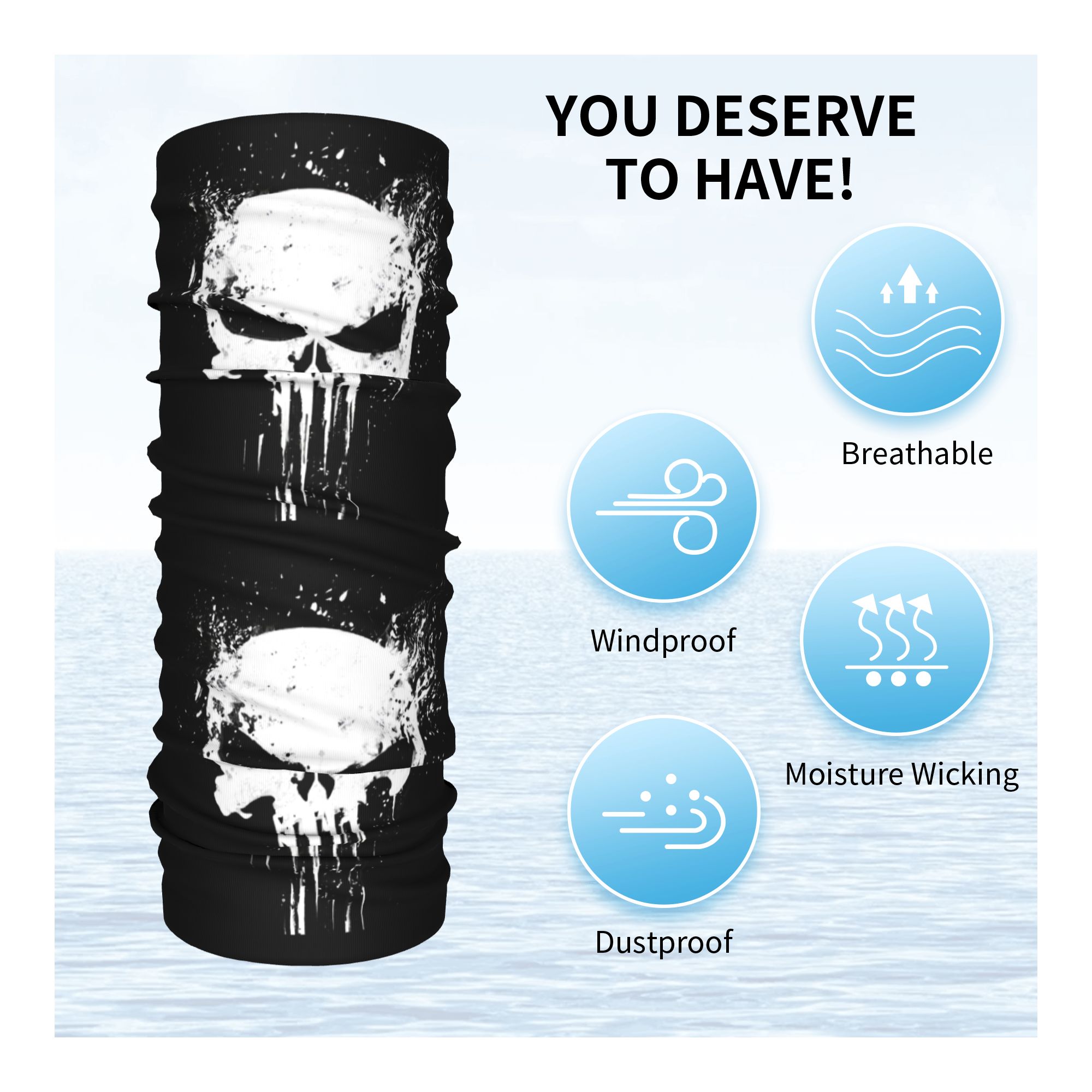 Custom Skeleton Skull Bandana  - đánh giá và giá Neck Gaiter Fleece