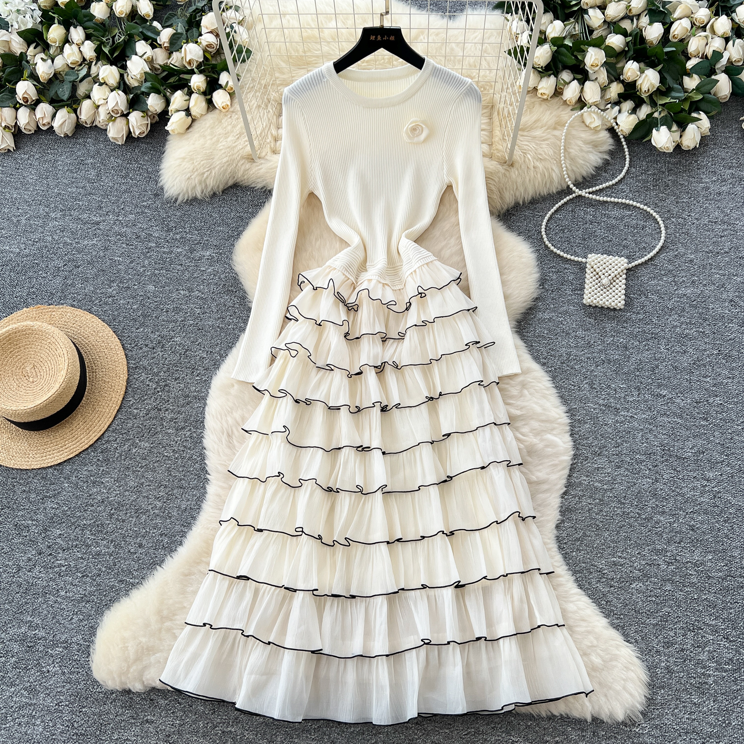 Elegant Chic Knit Tiered flora - đánh giá và giá Winter Clothing In French