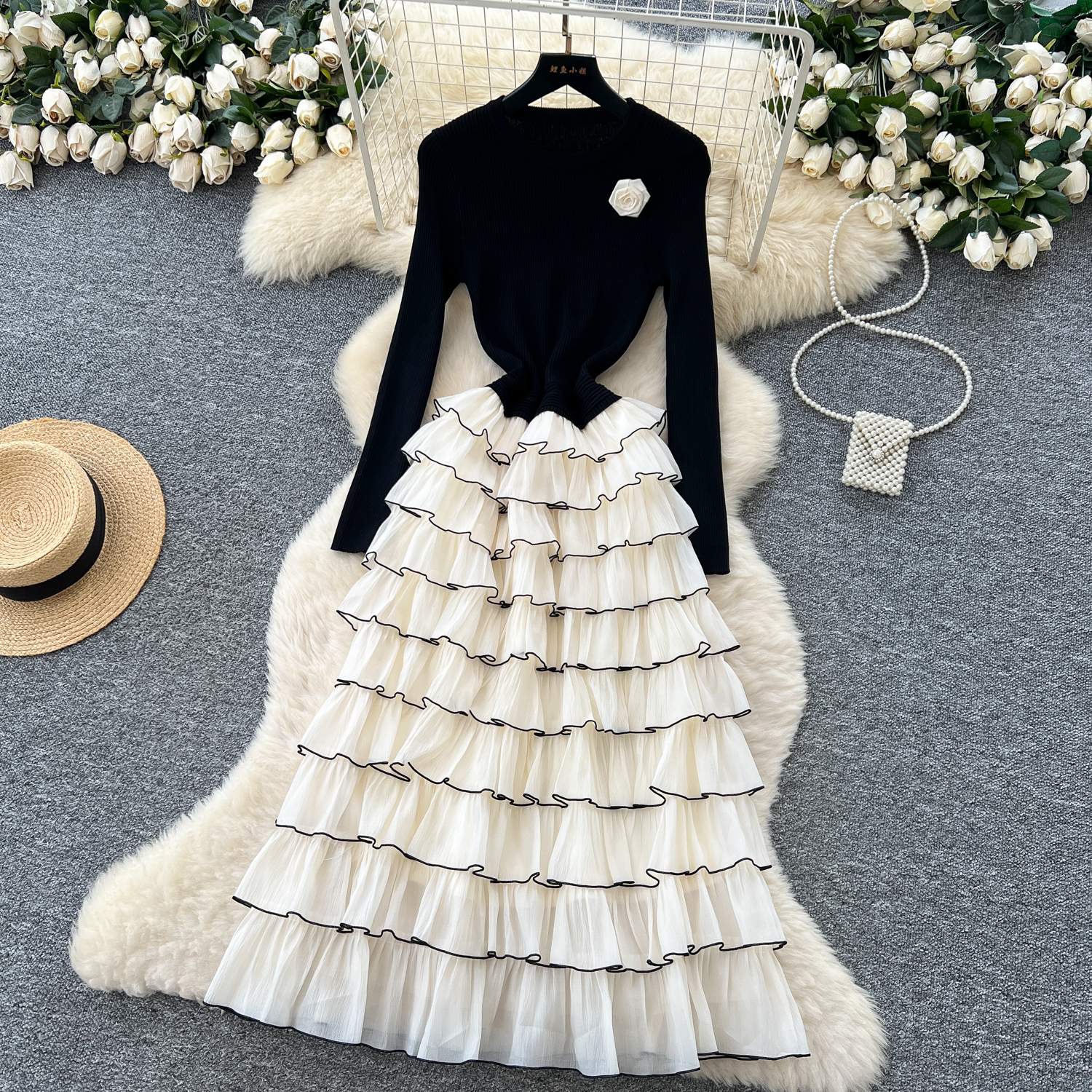 Elegant Chic Knit Tiered flora - đánh giá và giá Winter Clothing In French