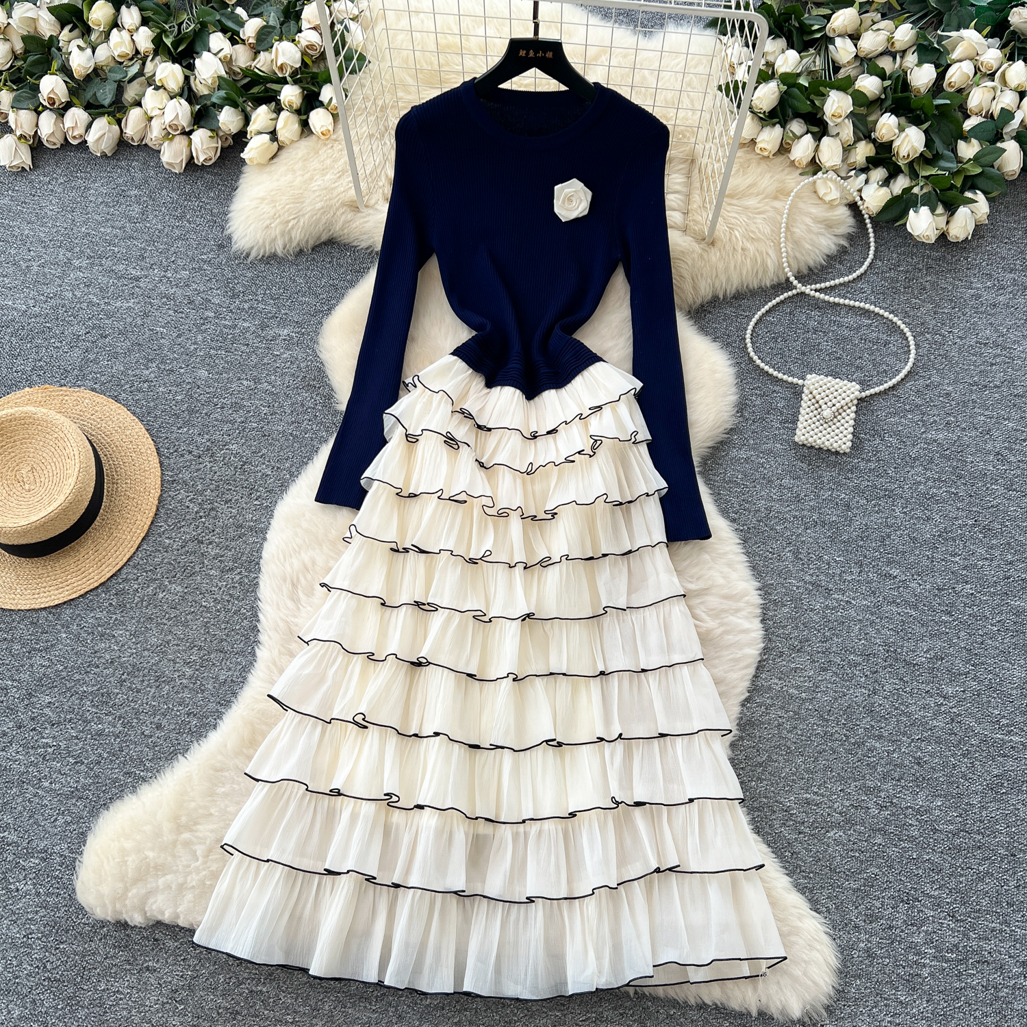 Elegant Chic Knit Tiered flora - đánh giá và giá Winter Clothing In French