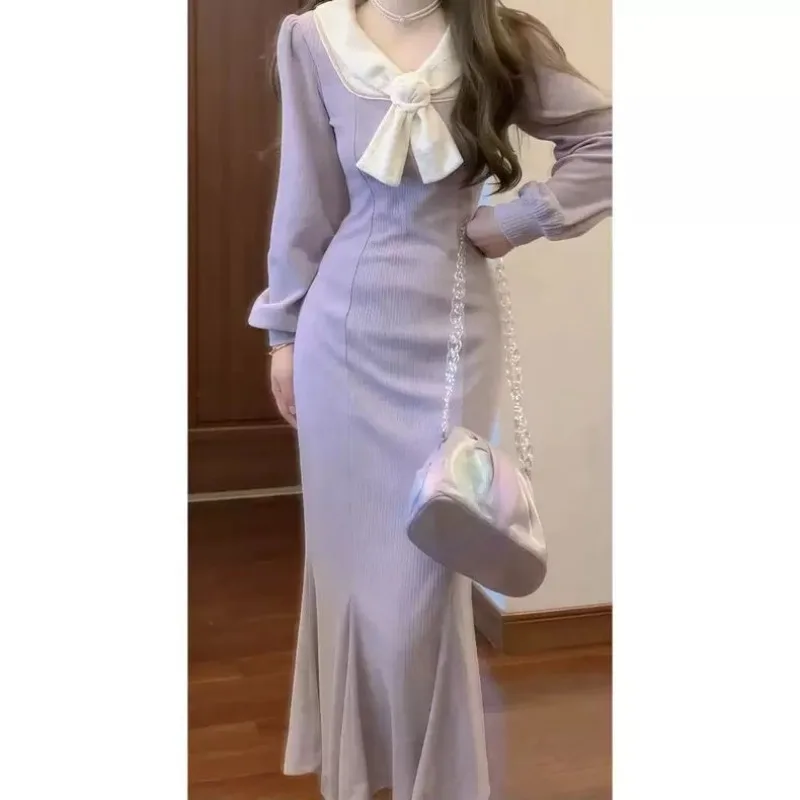 Purple Dress French Gentle Sty - đánh giá và giá Winter Clothing In French