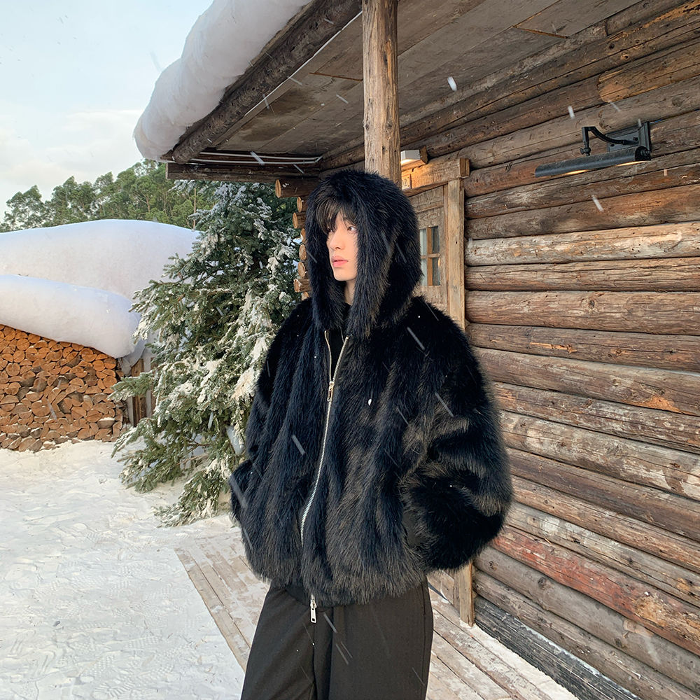 Men Faux Fur Coats Jackets Hoo - đánh giá và giá Winter Clothing Uae