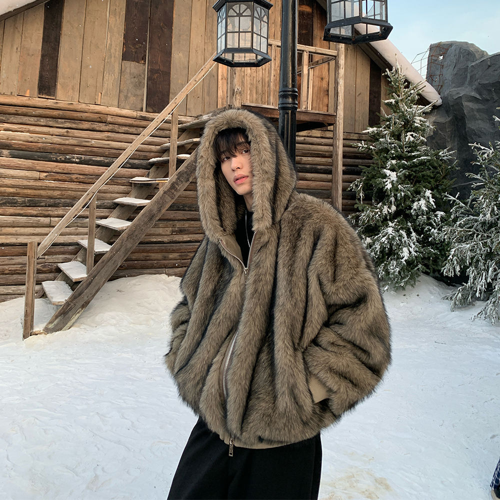 Men Faux Fur Coats Jackets Hoo - đánh giá và giá Winter Clothing Uae