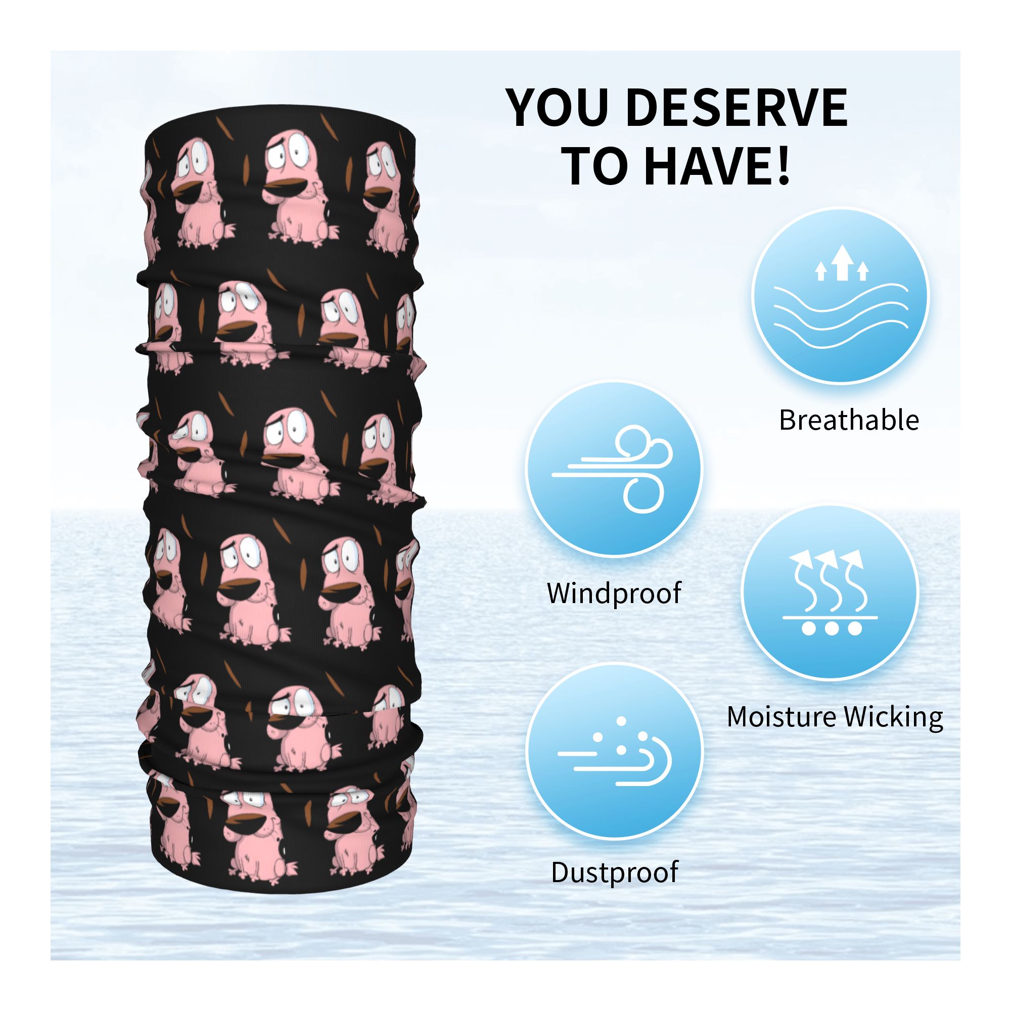 Custom Cartoon Courage Dog Win - đánh giá và giá Neck Gaiter Fleece