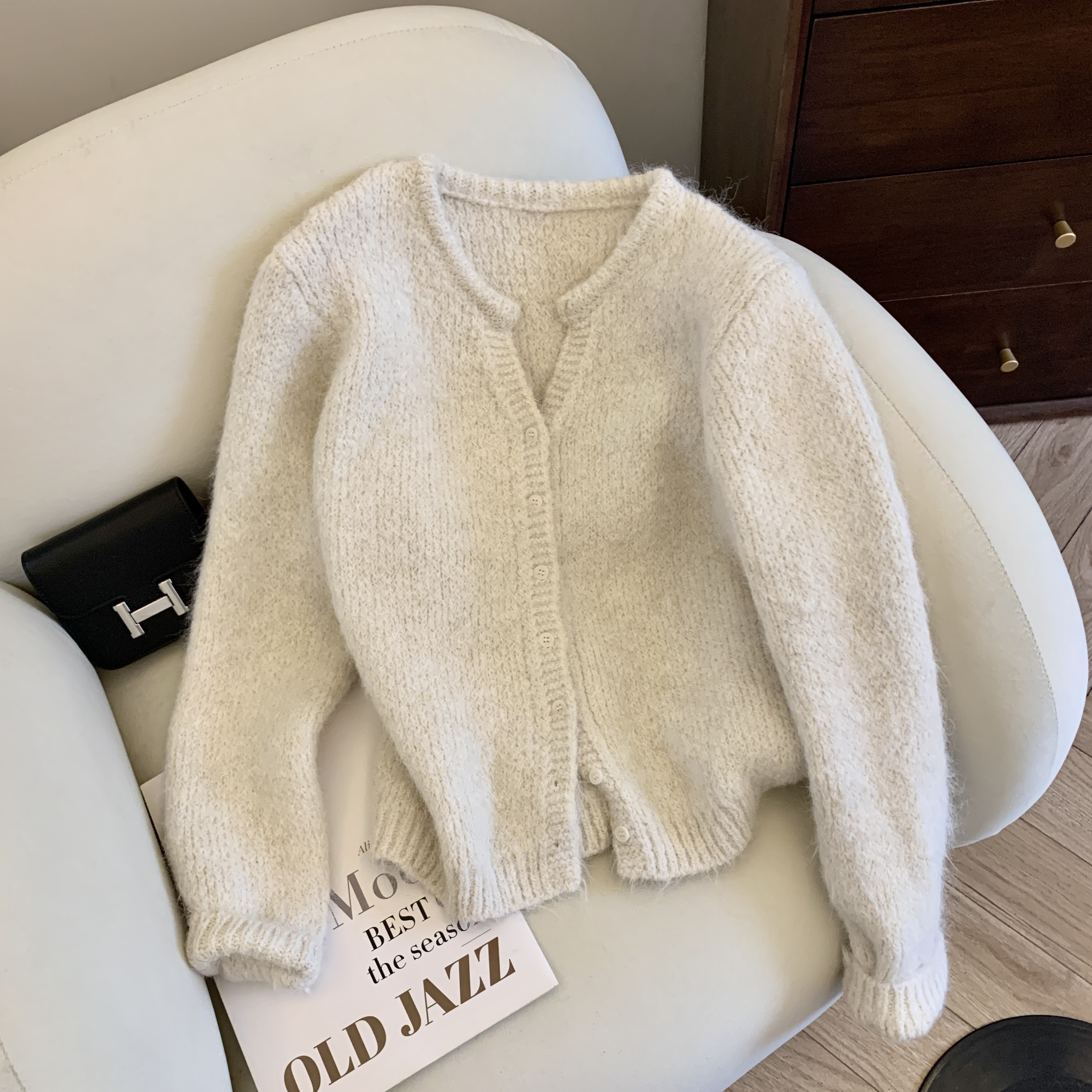 Women Off White V-Neck Cardiga - đánh giá và giá Winter Clothing Factory Outlet