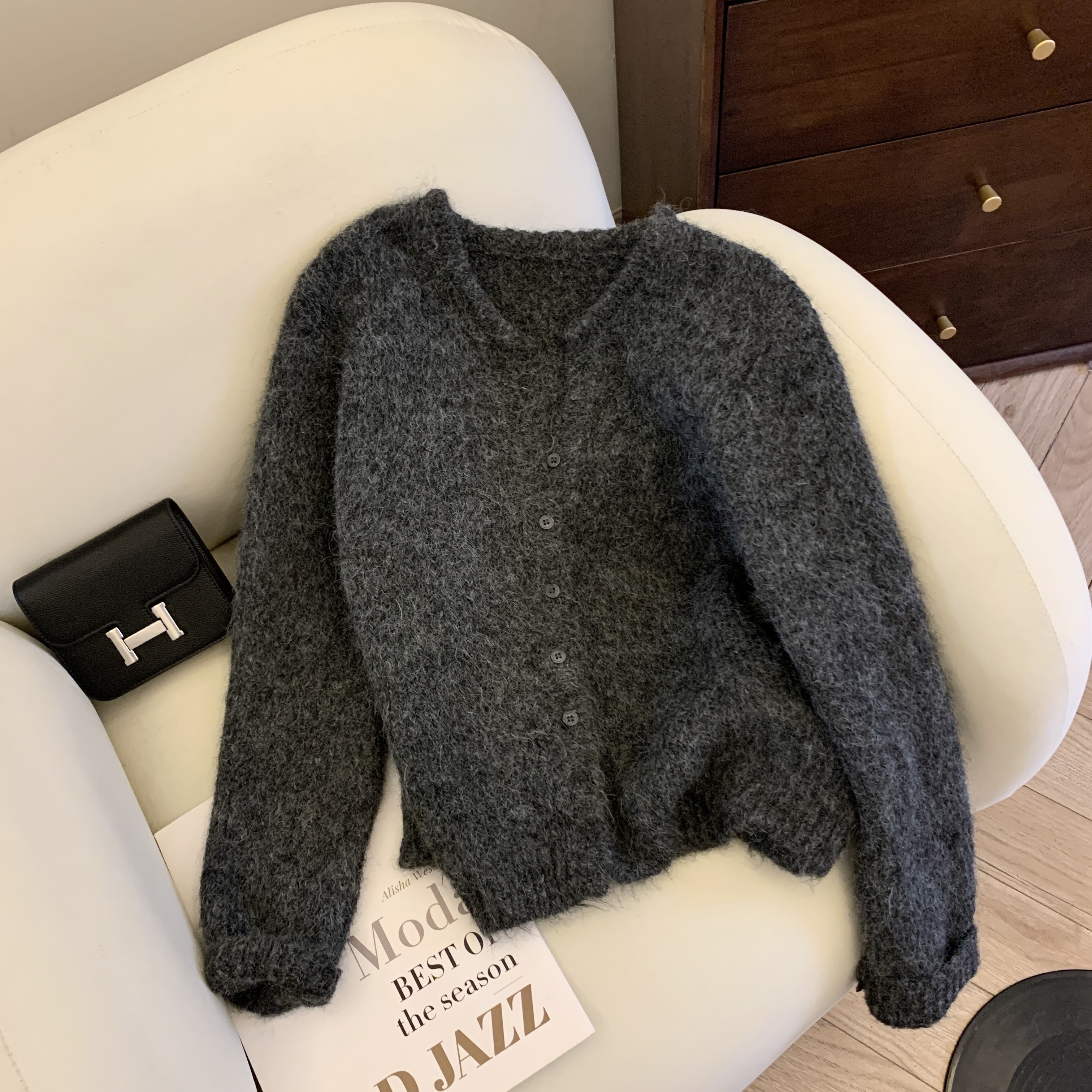 Women Off White V-Neck Cardiga - đánh giá và giá Winter Clothing Factory Outlet