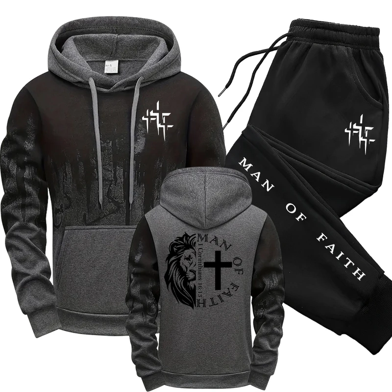 Man of Faith Pattern Men's Set - đánh giá và giá Winter Clothing